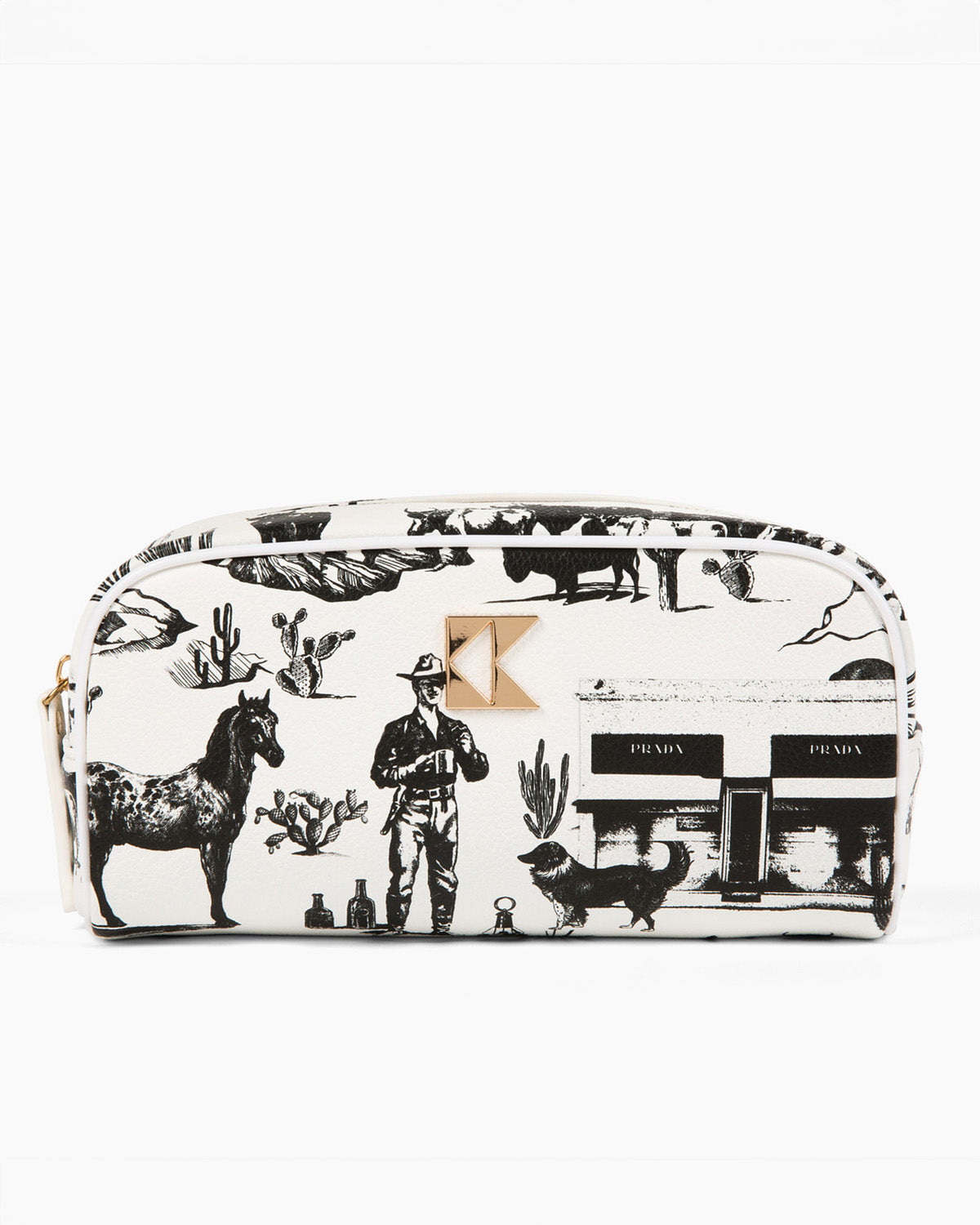 The Petite Accessory Bag in Marfa Toile Toiletry Bags Black / Small Katie Kime