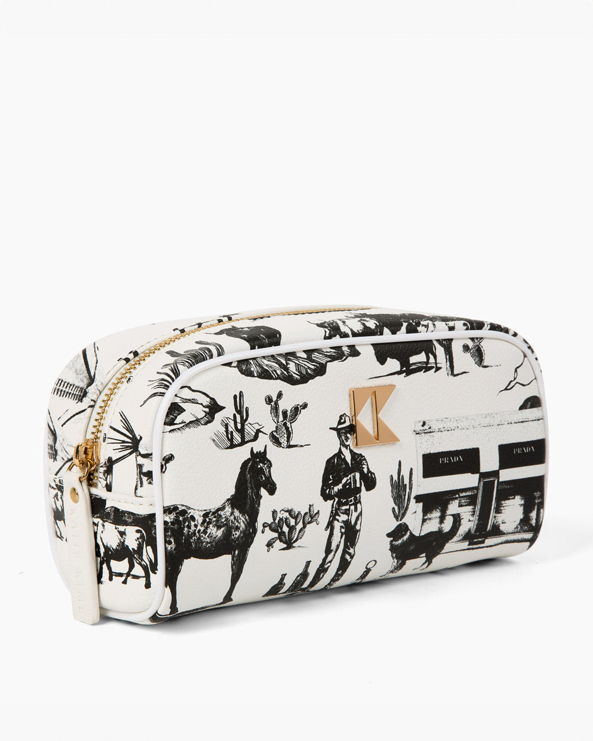 The Petite Accessory Bag in Marfa Toile Toiletry Bags Black / Small Katie Kime