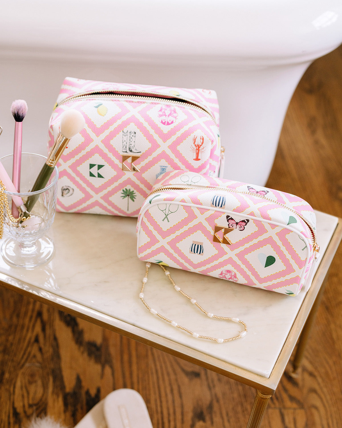 The Petite Accessory Bag in Story Toiletry Bags Pink / Small Katie Kime