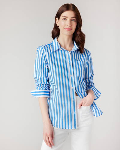 The Retro Stripe Charlotte Top Blue / XS Katie Kime