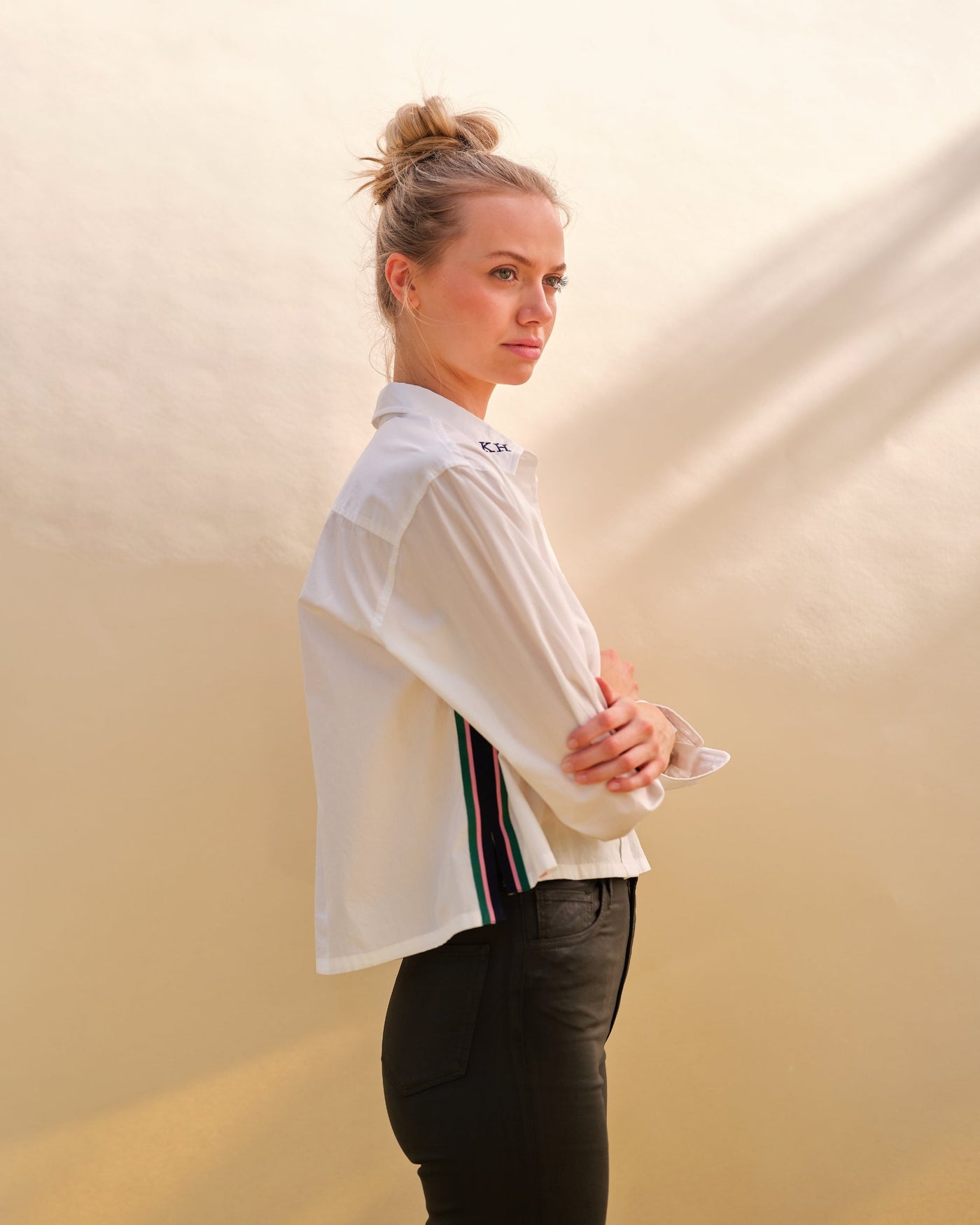 The Sydney Cropped Button Down Top Katie Kime