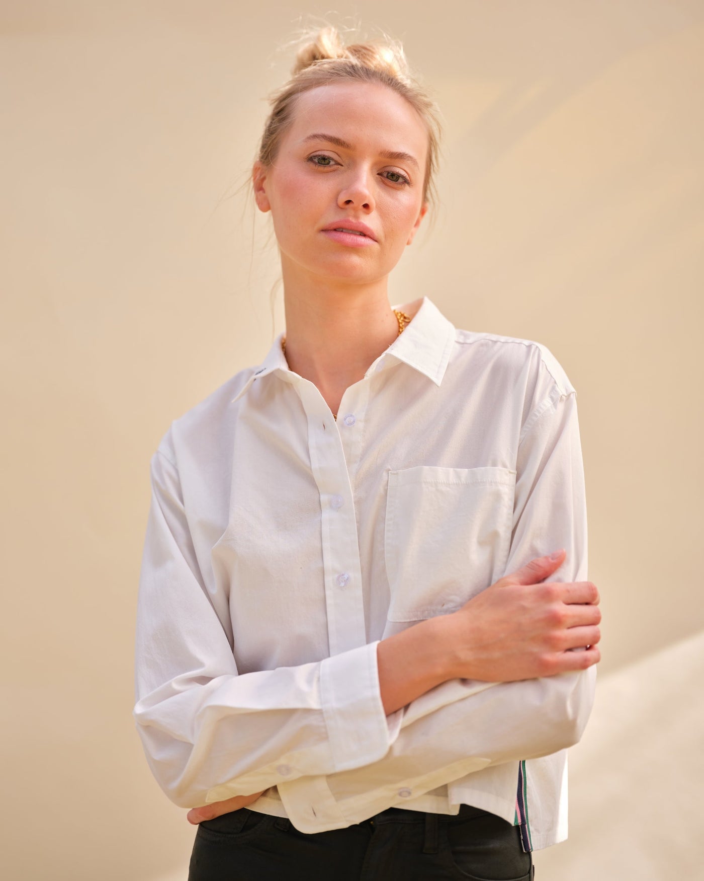 The Sydney Cropped Button Down Top Katie Kime