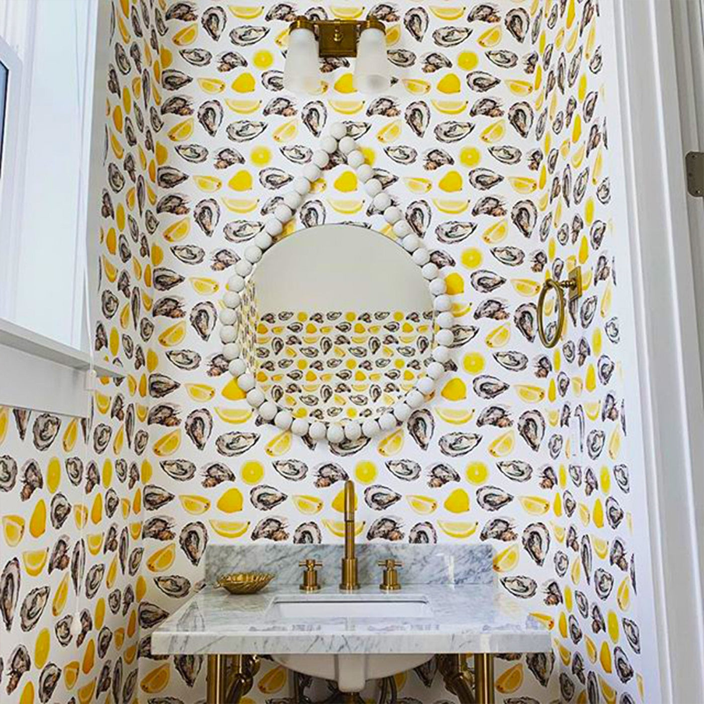 The World is Your Oyster Peel & Stick Wallpaper Peel & Stick Wallpaper Yellow / Large Sample Katie Kime