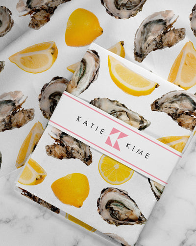The World Is Your Oyster Tea Towel Set Tea Towel Yellow Katie Kime