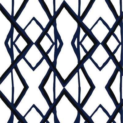 Through the Looking Glass Traditional Wallpaper Wallpaper Double Roll / Navy Black Katie Kime