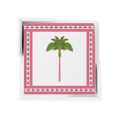 Tropical Palm Coaster Set Coaster Set Pink Green Katie Kime