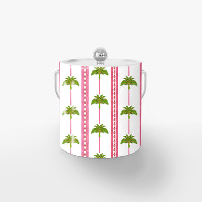 Tropical Palm Ice Bucket Ice Bucket Pink Green / Silver Katie Kime