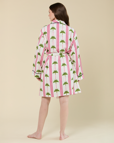 Tropical Palm Lounge Robe Robe Pink Green / One Size Fits Most Katie Kime