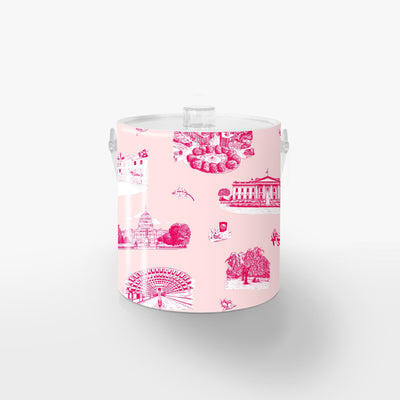 Washington DC Toile Ice Bucket Ice Bucket Pink Cranberry / Lucite Katie Kime