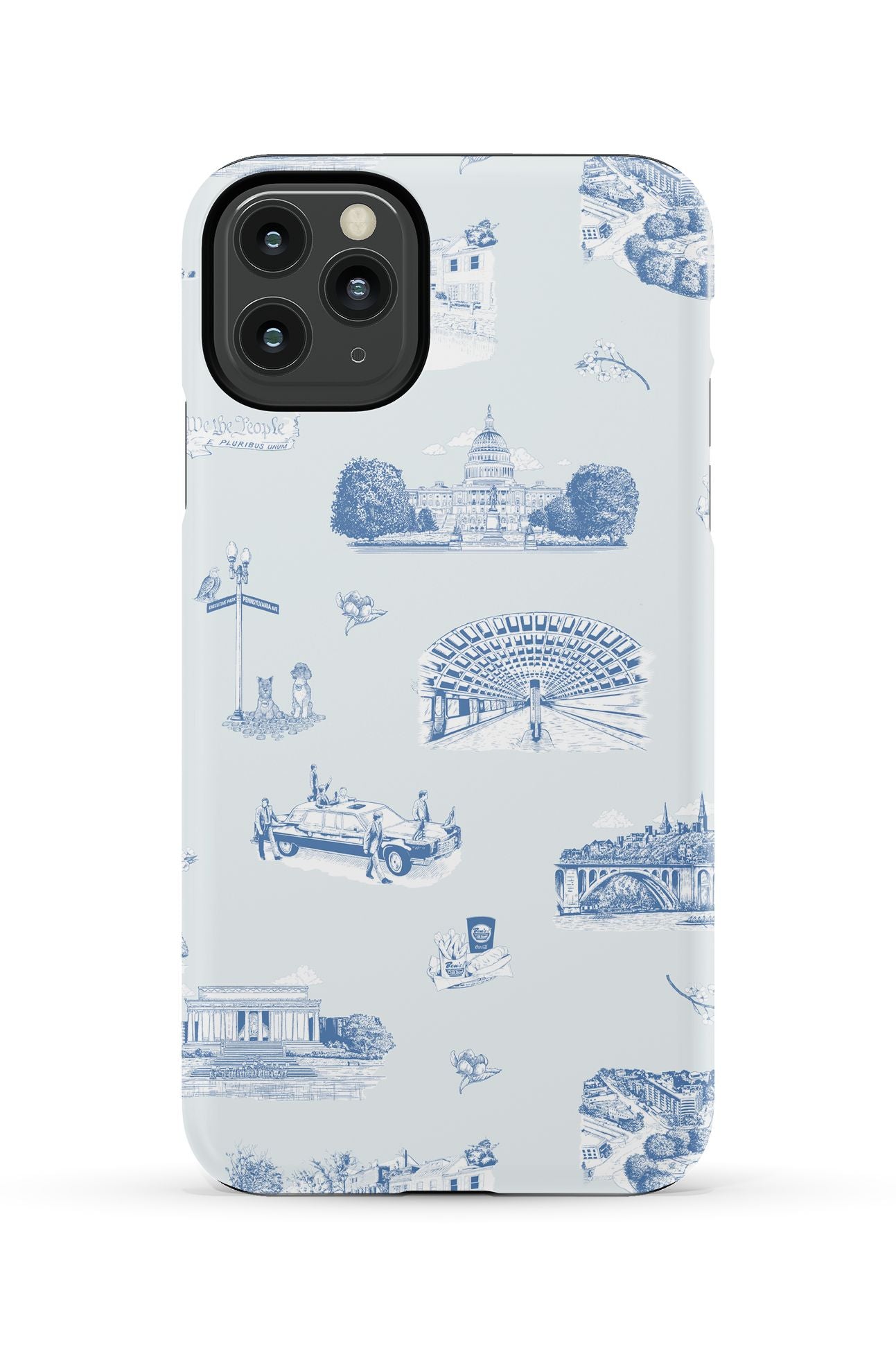 Washington DC Toile iPhone Case Phone Case Light Blue Navy / iPhone 11 Pro Max / Tough Katie Kime