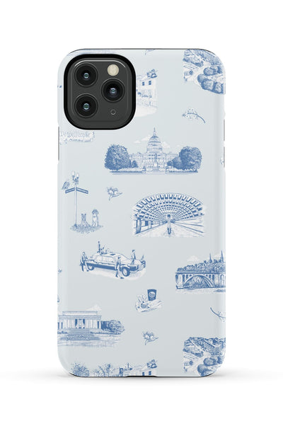 Washington DC Toile iPhone Case Phone Case Light Blue Navy / iPhone 11 Pro Max / Tough Katie Kime