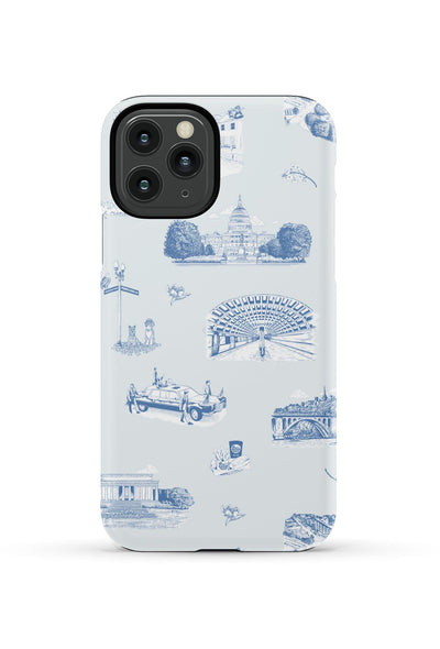 Washington DC Toile iPhone Case Phone Case Light Blue Navy / iPhone 11 Pro / Tough Katie Kime