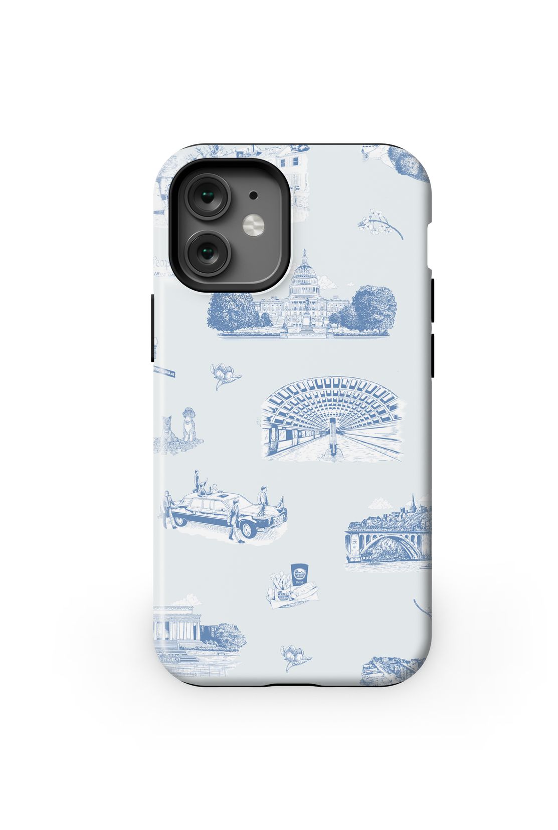 Washington DC Toile iPhone Case Phone Case Light Blue Navy / iPhone 12 Mini / MagSafe Tough Katie Kime