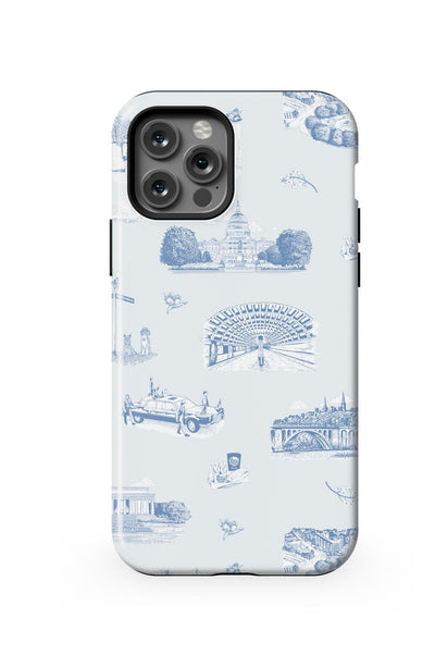 Washington DC Toile iPhone Case Phone Case Light Blue Navy / iPhone 12 Pro / MagSafe Tough Katie Kime