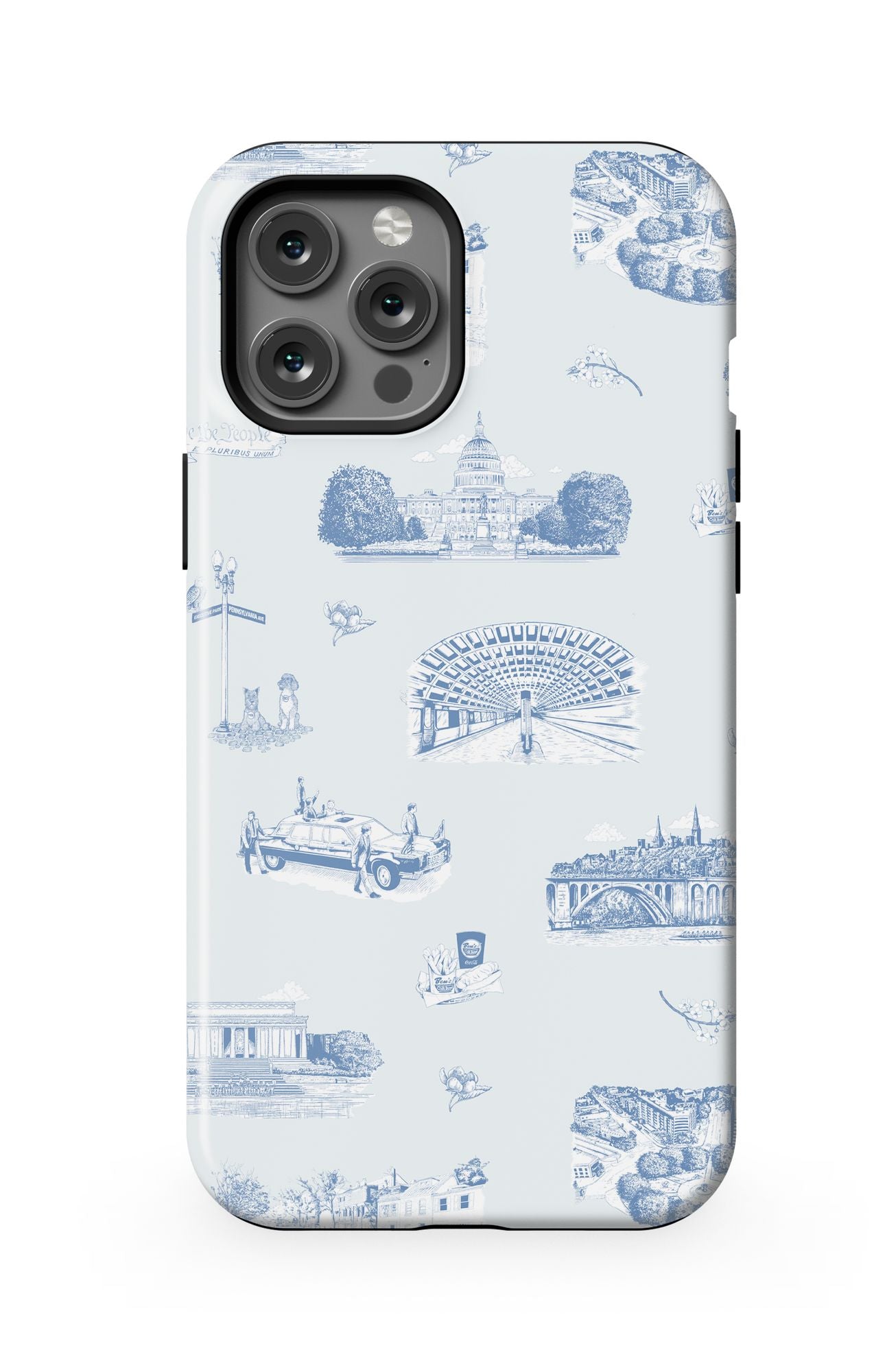 Washington DC Toile iPhone Case Phone Case Light Blue Navy / iPhone 12 Pro Max / MagSafe Tough Katie Kime