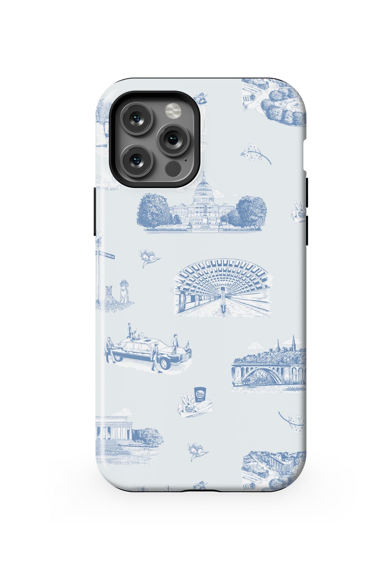 Washington DC Toile iPhone Case Phone Case Light Blue Navy / iPhone 12 Pro / Tough Katie Kime