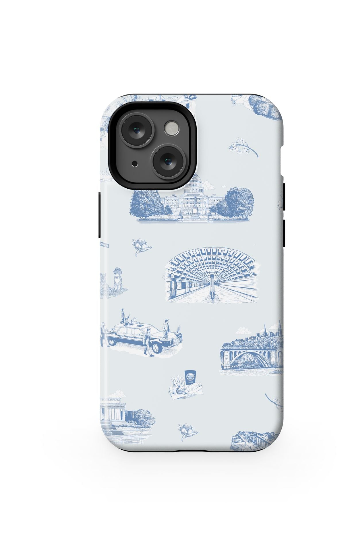 Washington DC Toile iPhone Case Phone Case Light Blue Navy / iPhone 13 Mini / MagSafe Tough Katie Kime