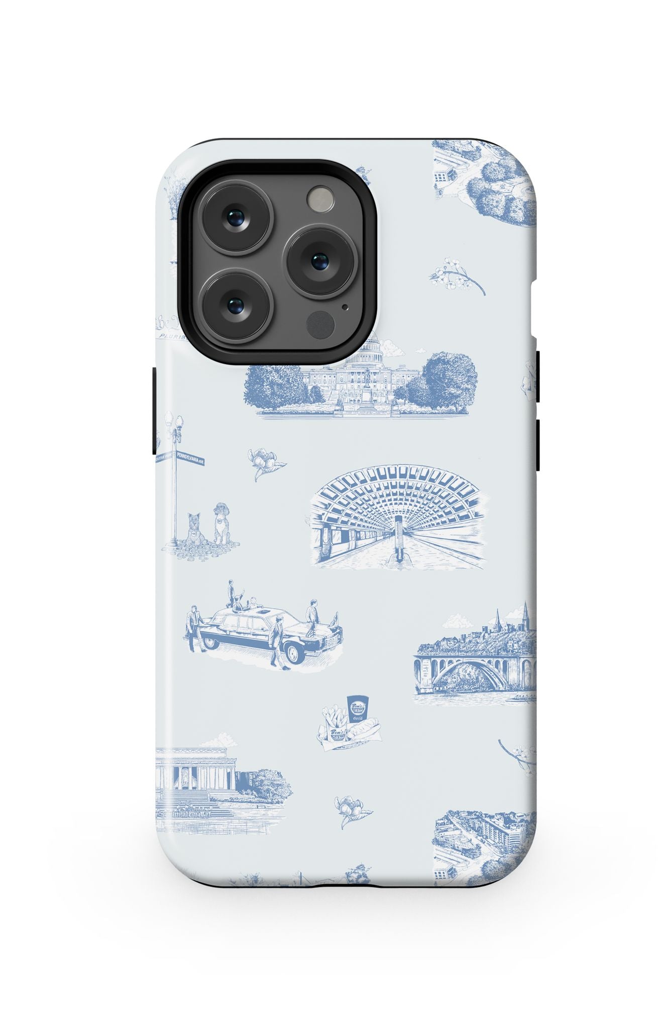 Washington DC Toile iPhone Case Phone Case Light Blue Navy / iPhone 13 Pro / MagSafe Tough Katie Kime