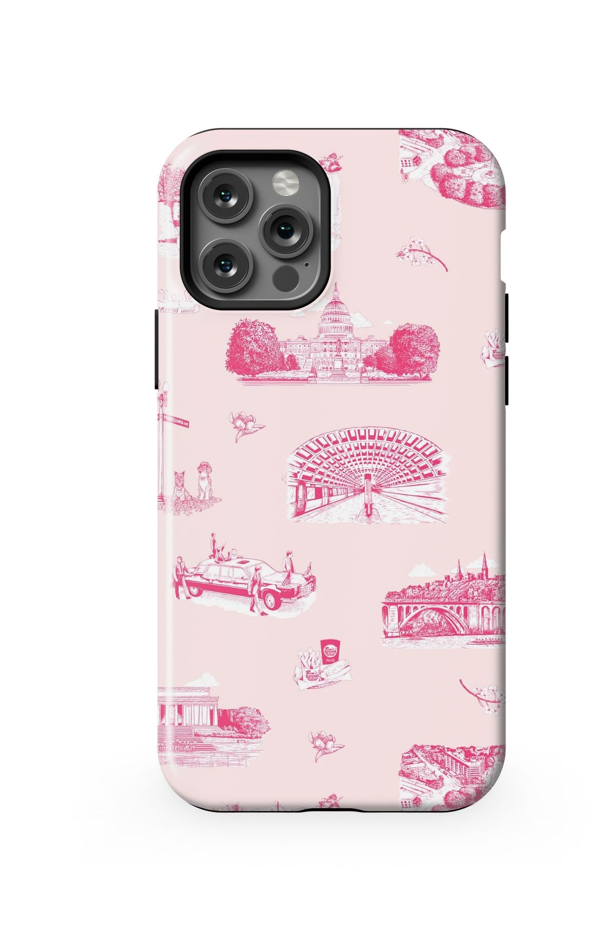 Washington DC Toile iPhone Case Phone Case Pink Cranberry / iPhone 12 Pro / MagSafe Tough Katie Kime