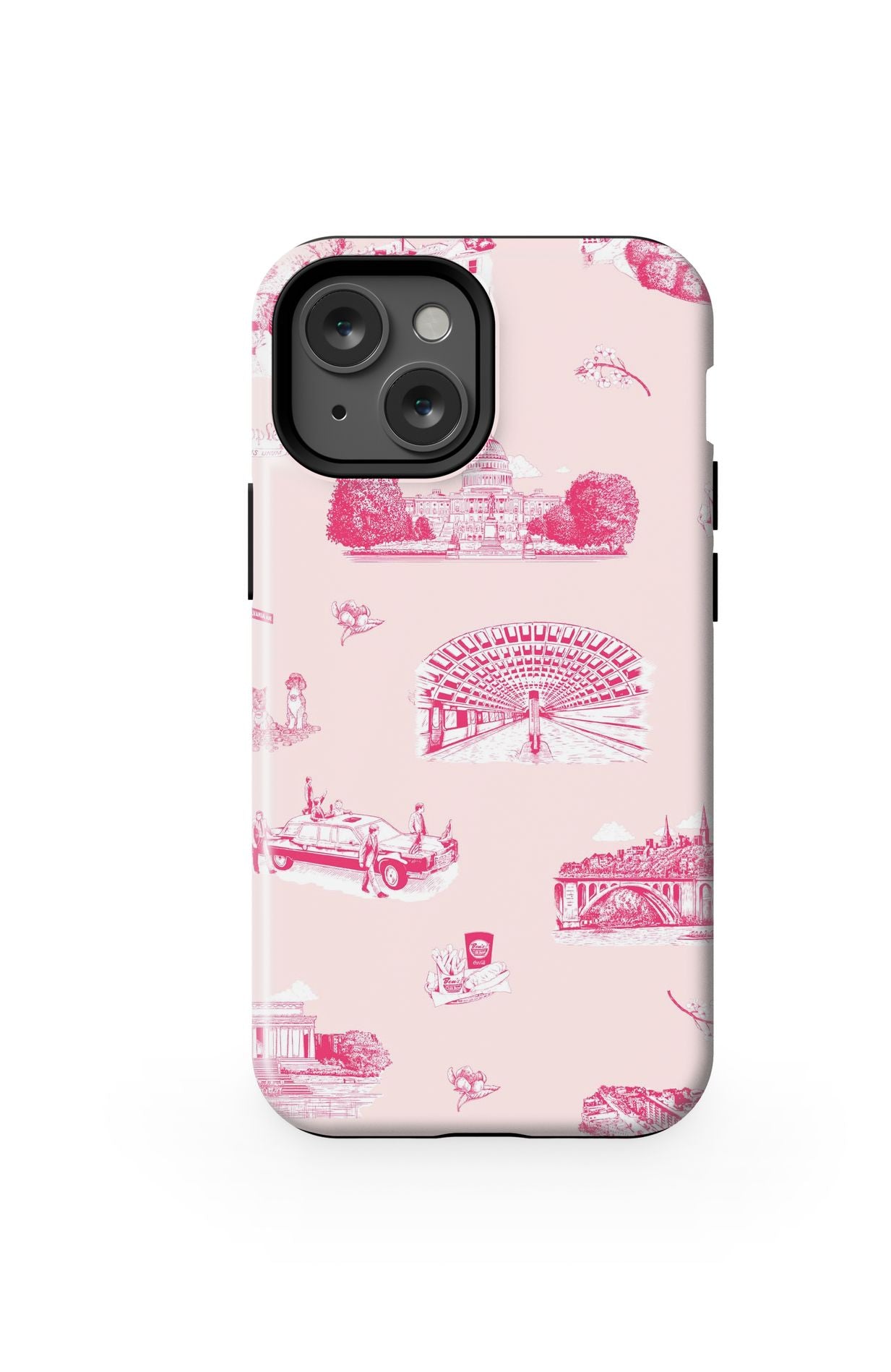 Washington DC Toile iPhone Case Phone Case Pink Cranberry / iPhone 13 Mini / MagSafe Tough Katie Kime