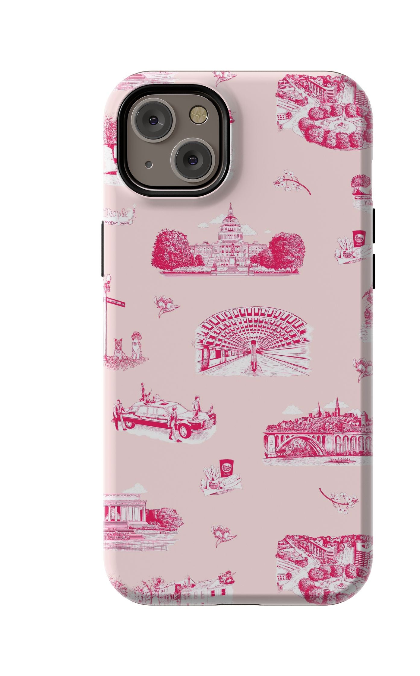 Washington DC Toile iPhone Case Phone Case Pink Cranberry / iPhone 14 Plus / MagSafe Tough Katie Kime