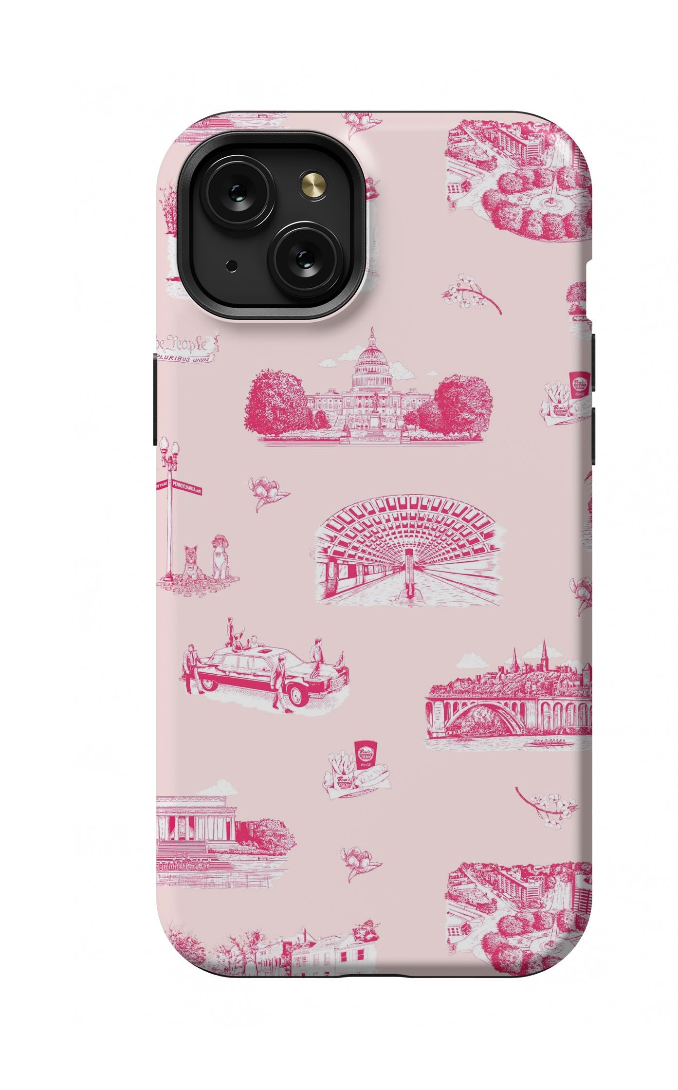 Washington DC Toile iPhone Case Phone Case Pink Cranberry / iPhone 15 Plus / MagSafe Tough Katie Kime