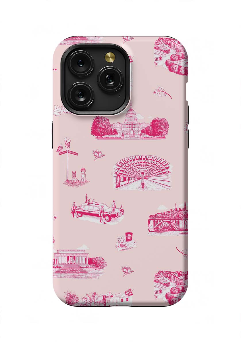 Washington DC Toile iPhone Case Phone Case Pink Cranberry / iPhone 15 Pro Max / Tough Katie Kime