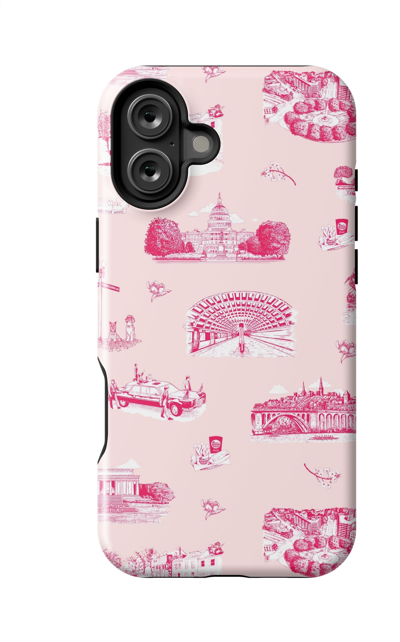 Washington DC Toile iPhone Case Phone Case Pink Cranberry / iPhone 16 Plus / MagSafe Tough Katie Kime