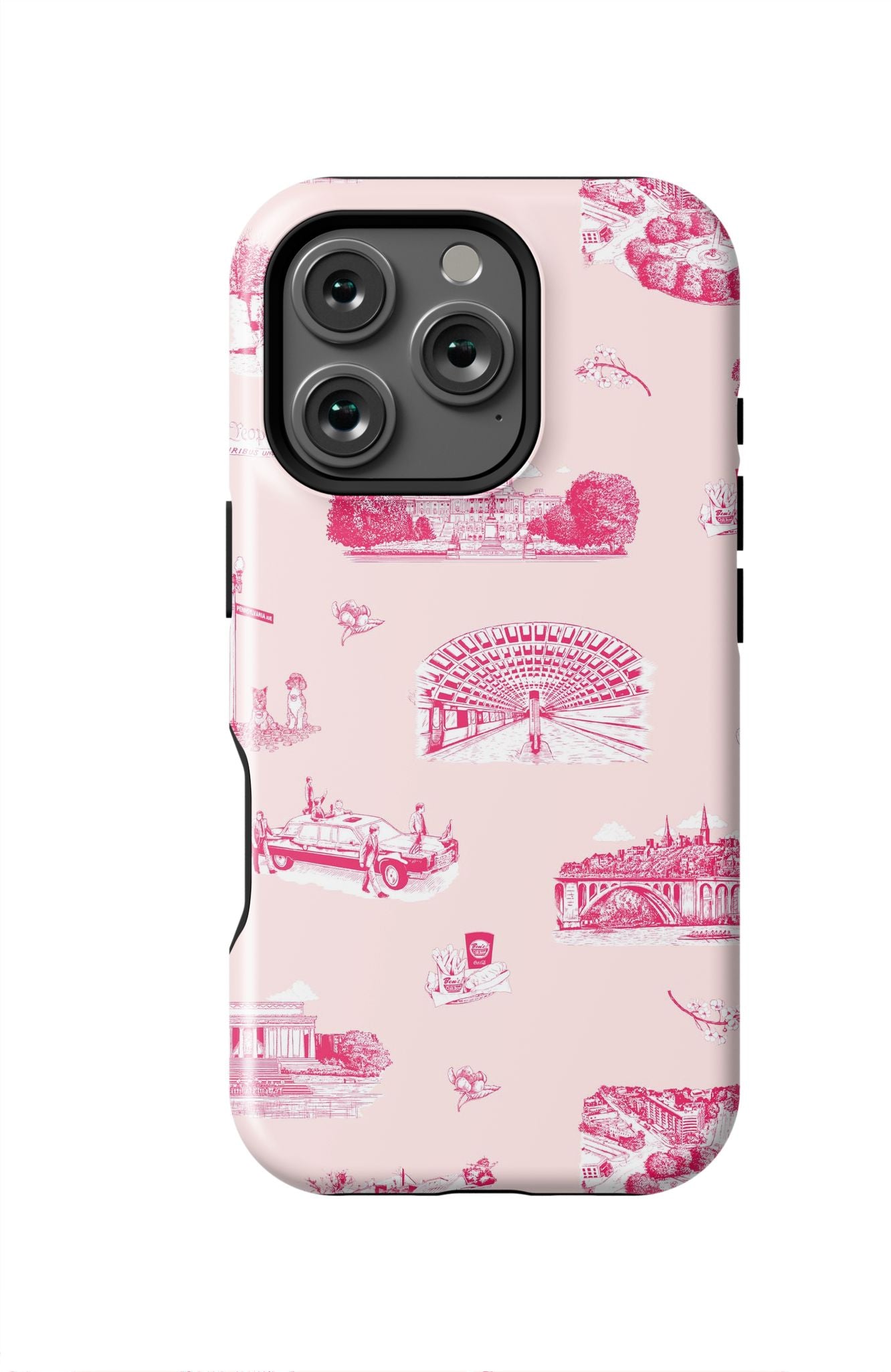 Washington DC Toile iPhone Case Phone Case Pink Cranberry / iPhone 16 Pro / Tough Katie Kime