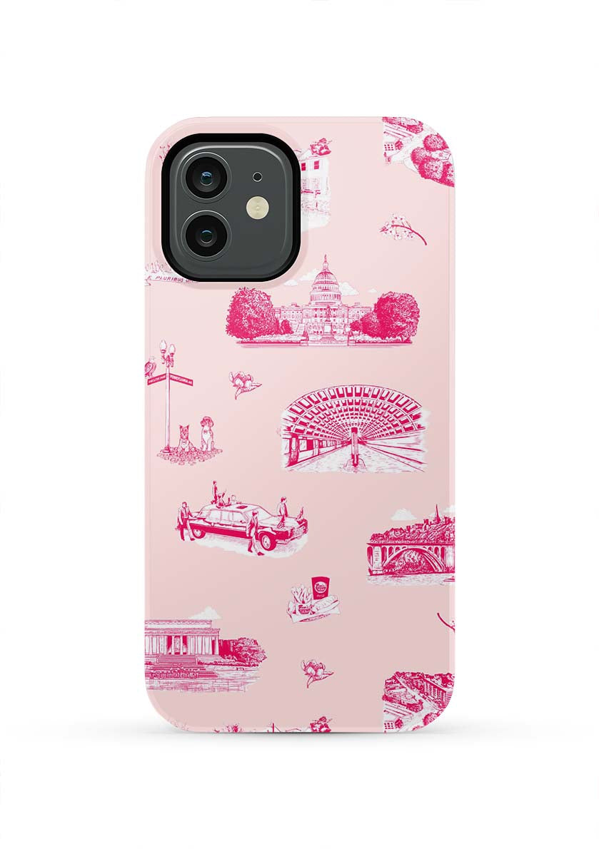 Washington DC Toile iPhone Case Phone Case Tough / iPhone 12 / Pink Cranberry Katie Kime