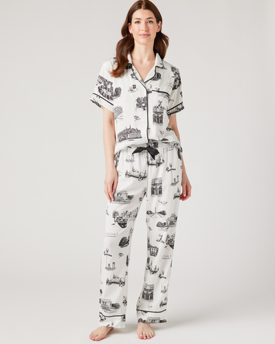 Washington DC Toile Pajama Pants Set Pajama Set Black / XXS Katie Kime