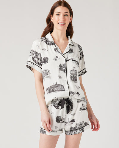 Washington DC Toile Pajama Shorts Set Pajama Set Black / XXS Katie Kime