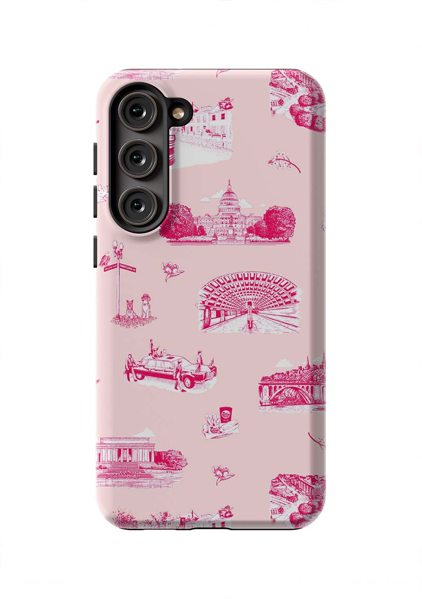 Washington DC Toile Samsung Phone Case Phone Case Galaxy S23 Plus / Tough / Pink Cranberry Katie Kime