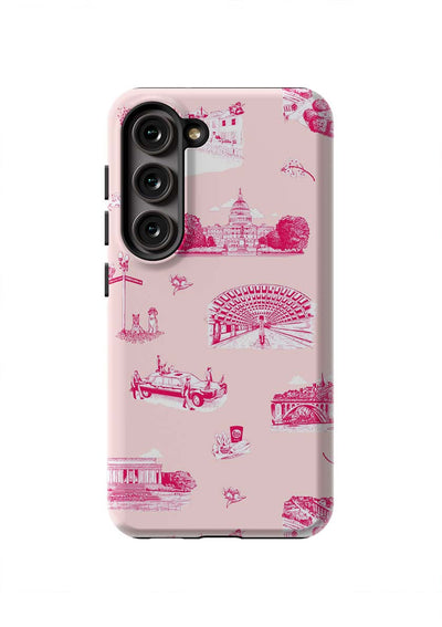 Washington DC Toile Samsung Phone Case Phone Case Galaxy S23 / Tough / Pink Cranberry Katie Kime