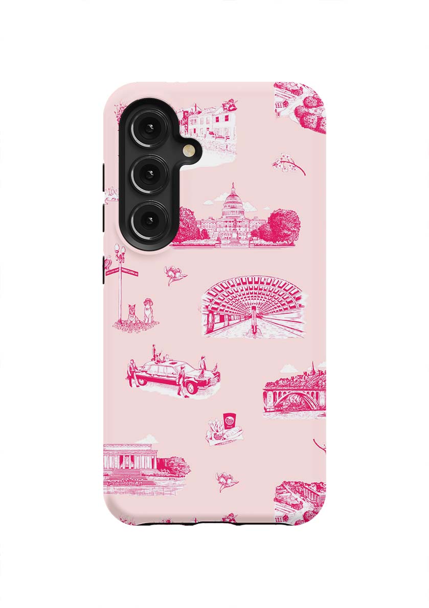 Washington DC Toile Samsung Phone Case Phone Case Galaxy S24 / Tough / Pink Cranberry Katie Kime