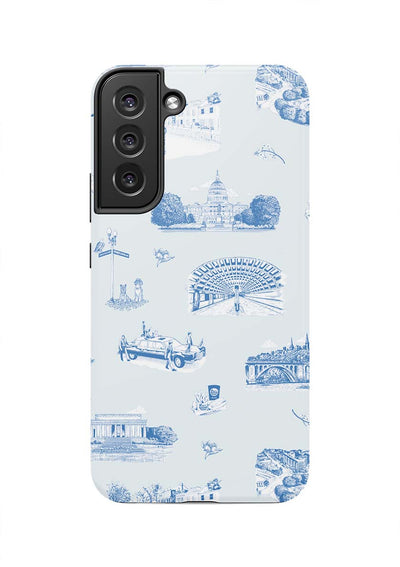 Washington DC Toile Samsung Phone Case Phone Case Light Blue Navy / Galaxy S22 Plus / Tough Katie Kime