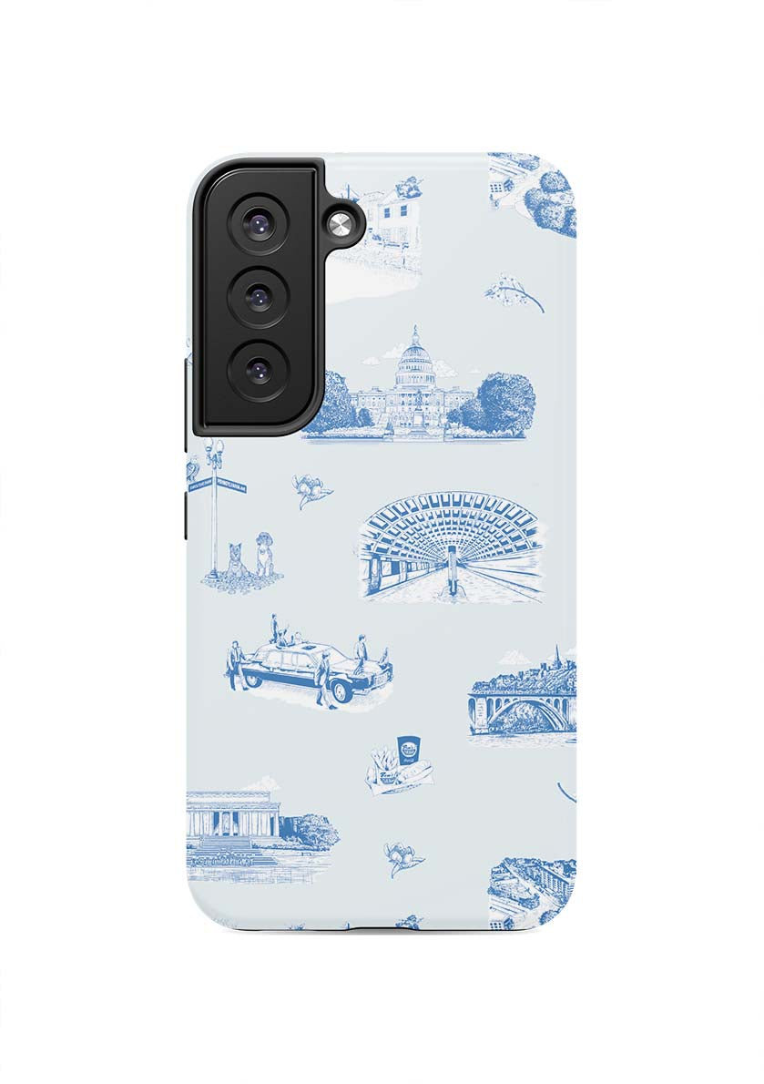 Washington DC Toile Samsung Phone Case Phone Case Light Blue Navy / Galaxy S22 / Tough Katie Kime