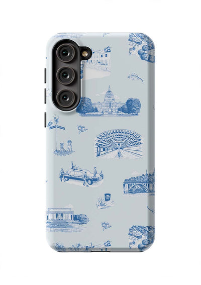Washington DC Toile Samsung Phone Case Phone Case Light Blue Navy / Galaxy S23 Plus / Tough Katie Kime