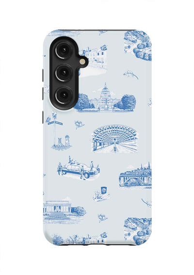 Washington DC Toile Samsung Phone Case Phone Case Light Blue Navy / Galaxy S24 Plus / Tough Katie Kime