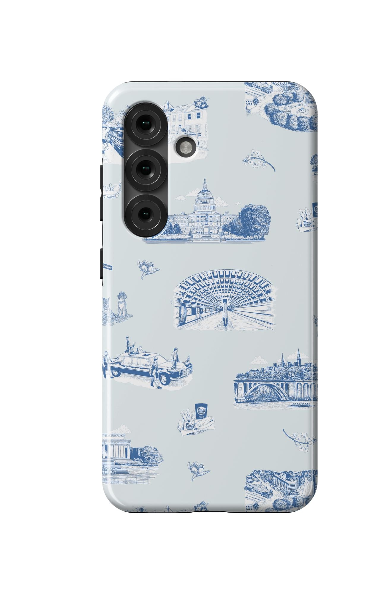 Washington DC Toile Samsung Phone Case Phone Case Light Blue Navy / Galaxy S25 / Tough Katie Kime