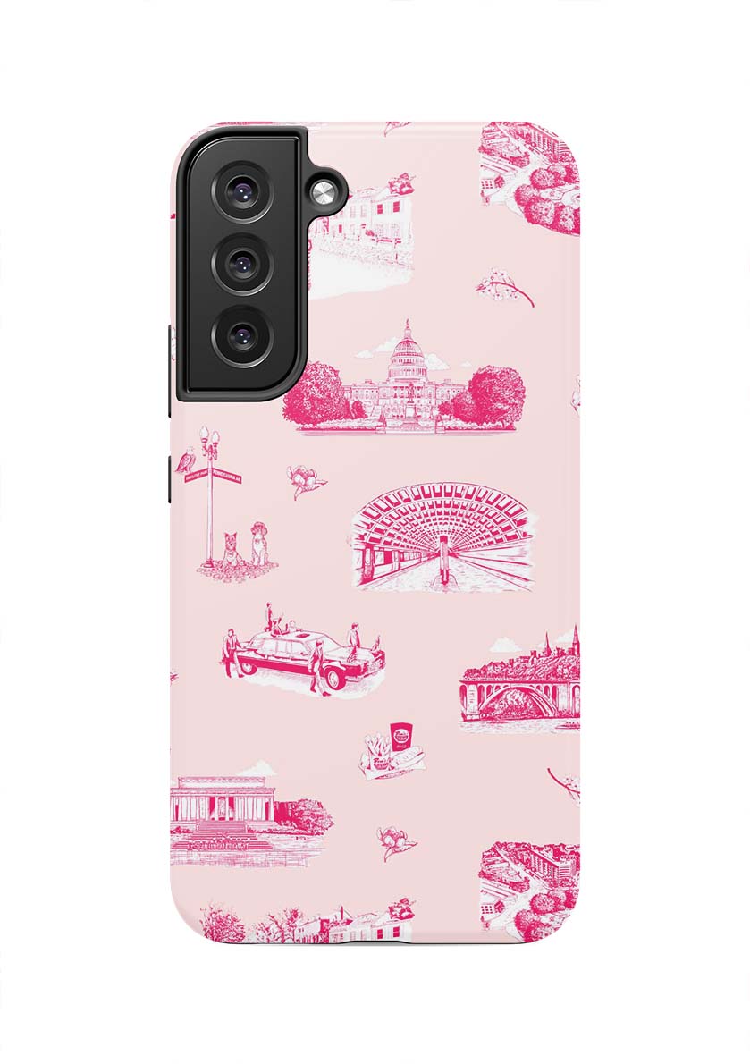 Washington DC Toile Samsung Phone Case Phone Case Pink Cranberry / Galaxy S22 Plus / Tough Katie Kime