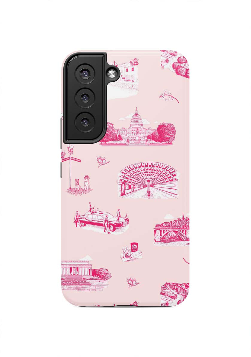 Washington DC Toile Samsung Phone Case Phone Case Pink Cranberry / Galaxy S22 / Tough Katie Kime
