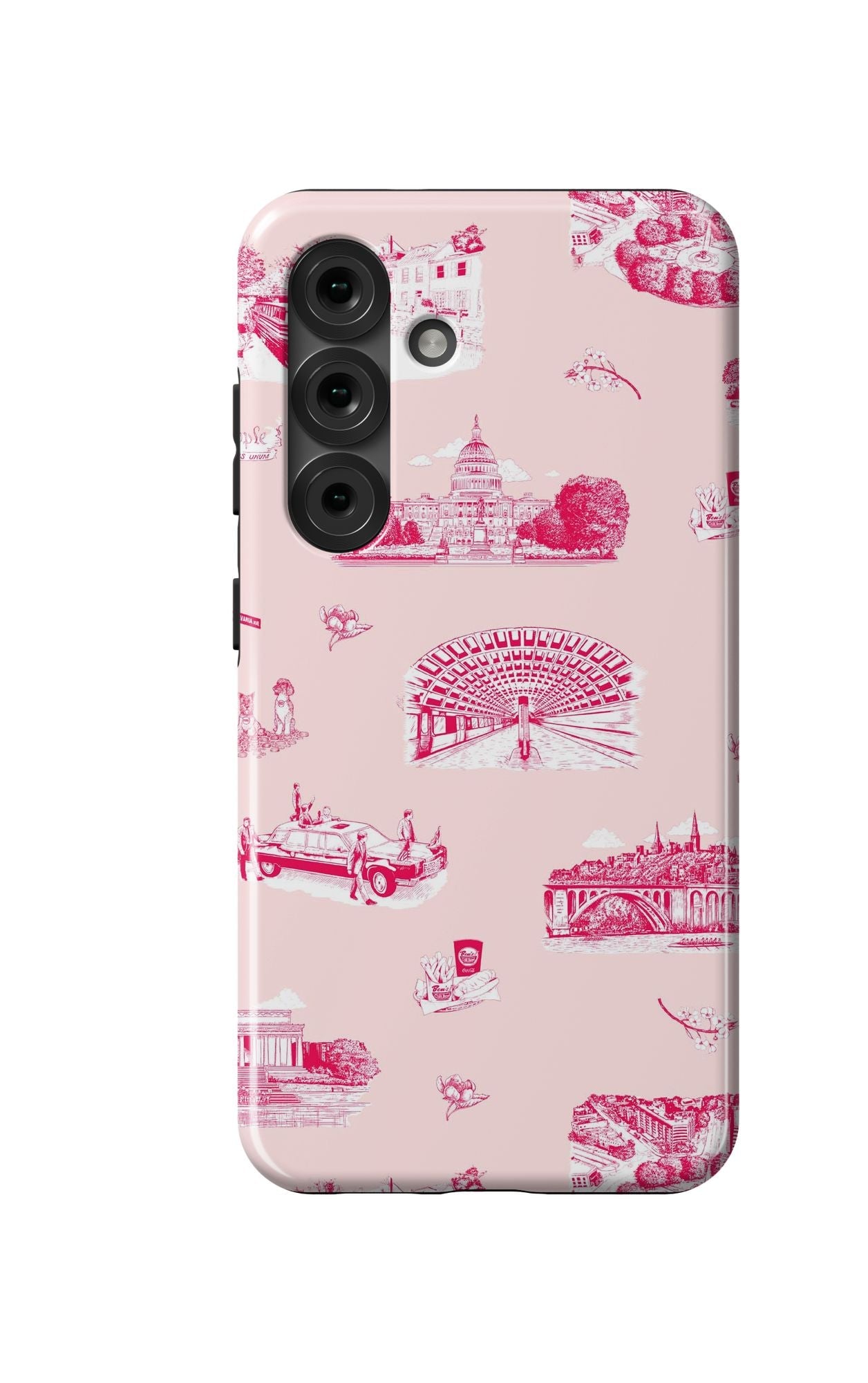 Washington DC Toile Samsung Phone Case Phone Case Pink Cranberry / Galaxy S25 / Tough Katie Kime