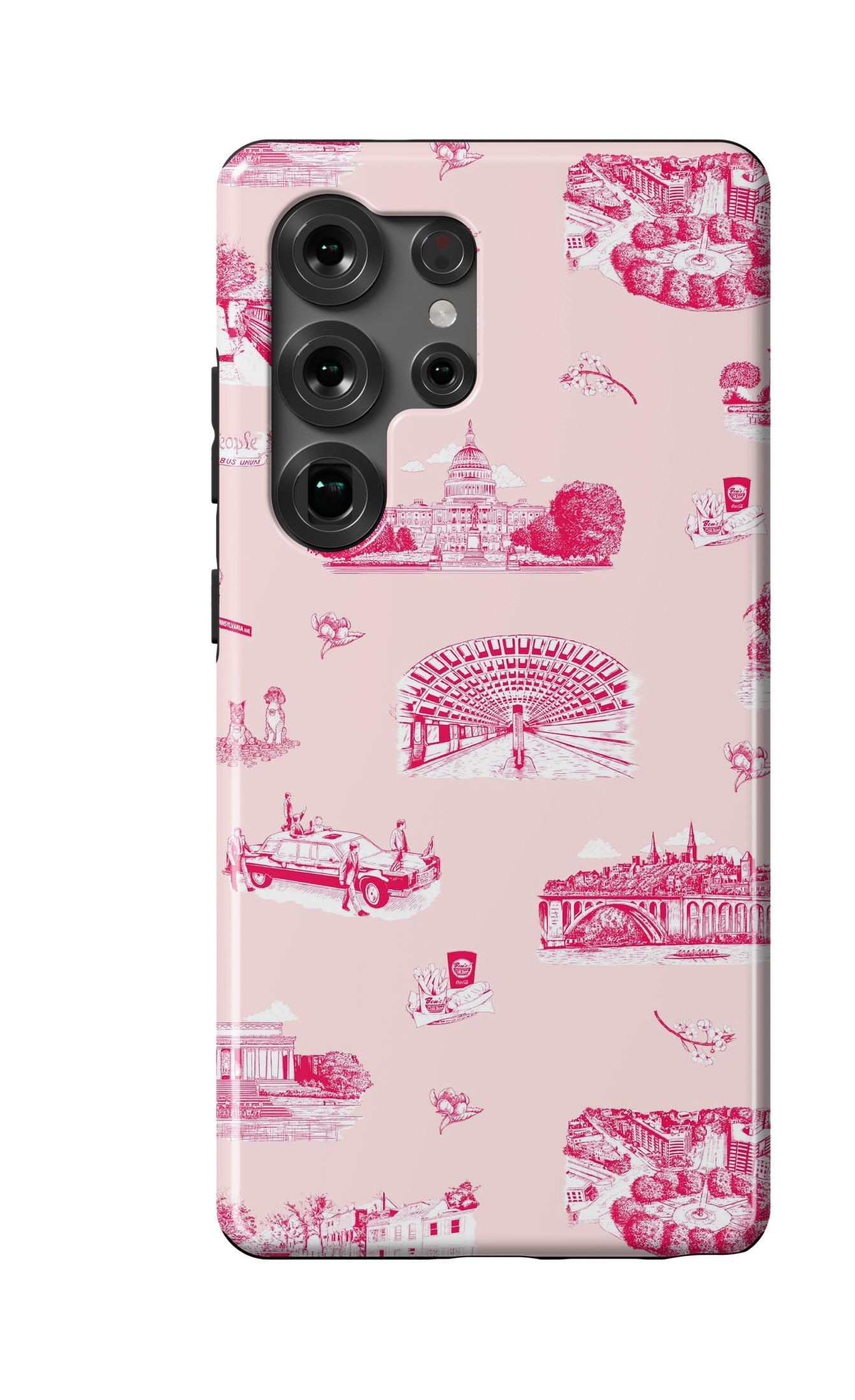 Washington DC Toile Samsung Phone Case Phone Case Pink Cranberry / Galaxy S25 Ultra / Tough Katie Kime