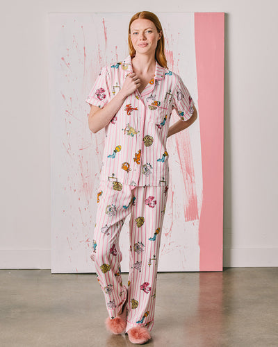 Zodiac Pajama Pants Set Pajama Set Pink White / XXS Katie Kime