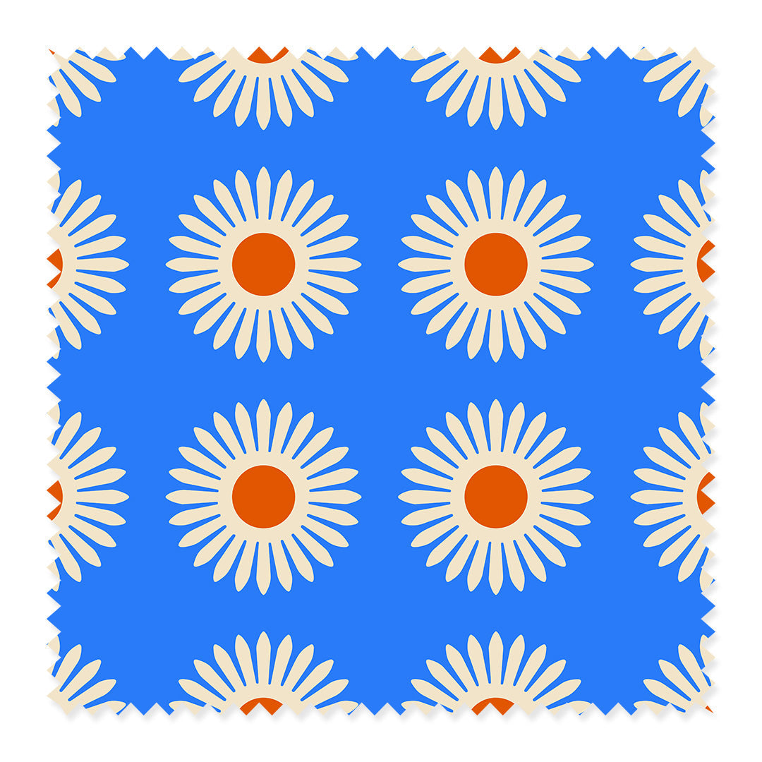 American Daisy Fabric Fabric By The Yard / Cotton Twill / Blue Katie Kime