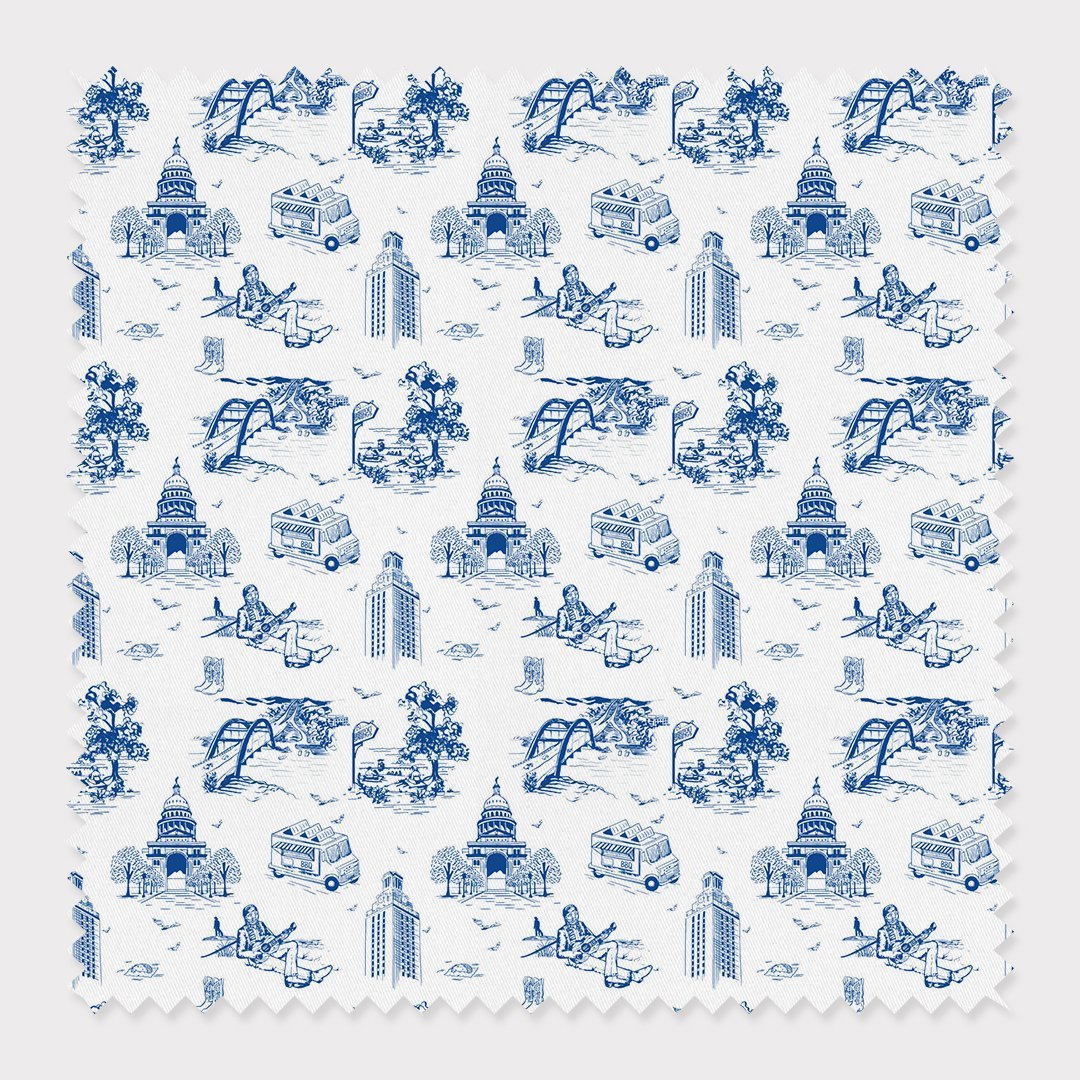 Austin Toile Fabric Fabric By The Yard / Cotton / Navy Katie Kime