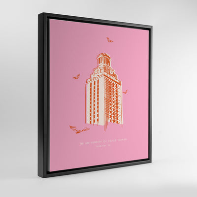 University of Texas Austin Tower Print Gallery Print Pink Canvas / 11x14 / Black Frame Katie Kime