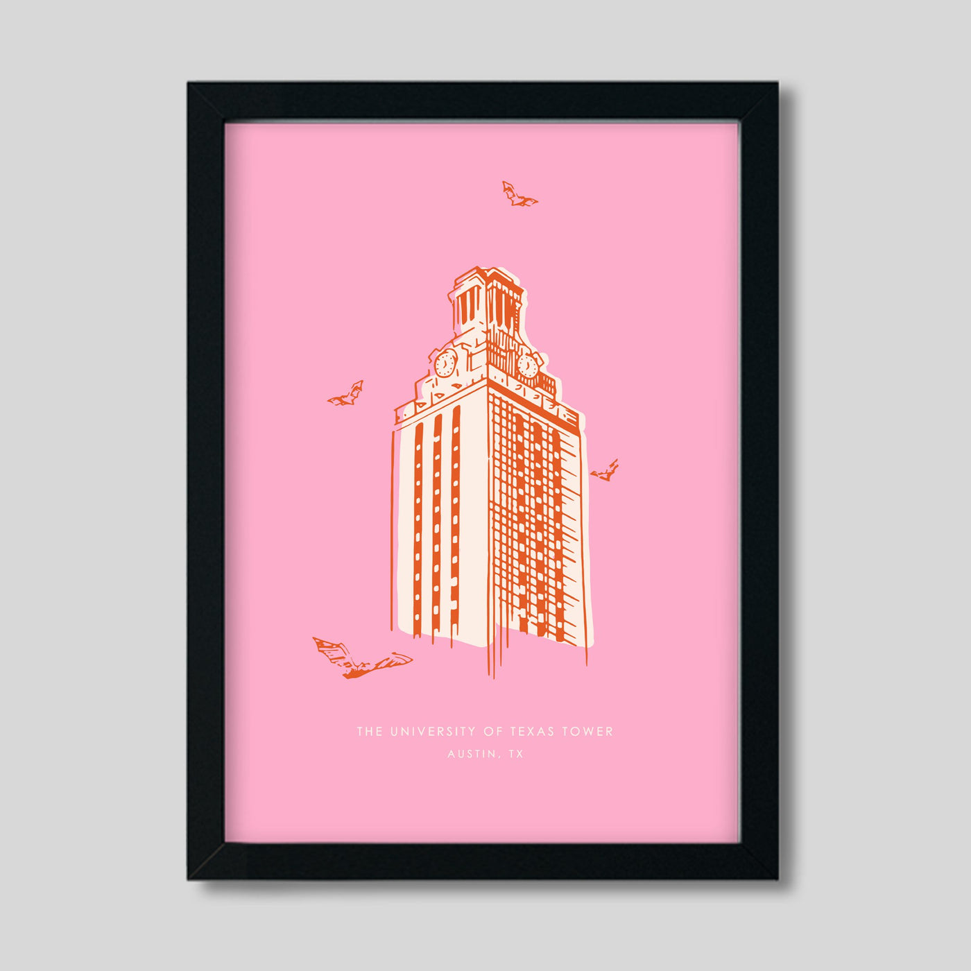University of Texas Austin Tower Print Gallery Print Pink Print / 8x10 / Black Frame Katie Kime
