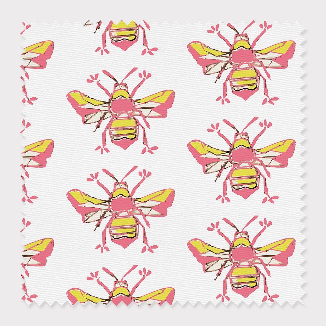 Bees Knees Fabric Fabric By The Yard / Cotton / Pink Katie Kime